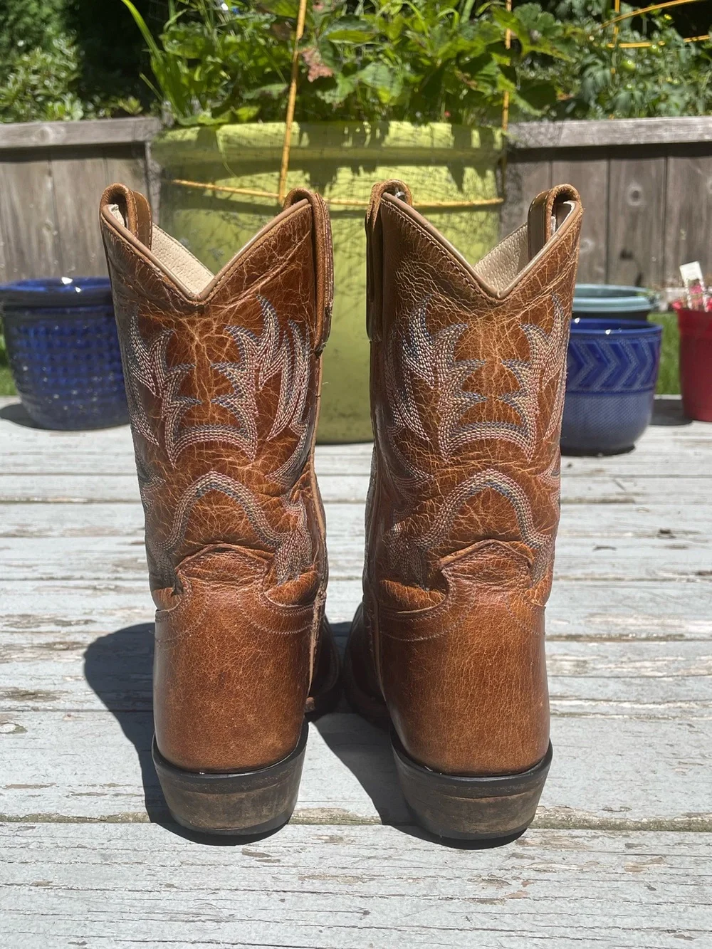 Old West guc leather kids cowboy boots size 13
